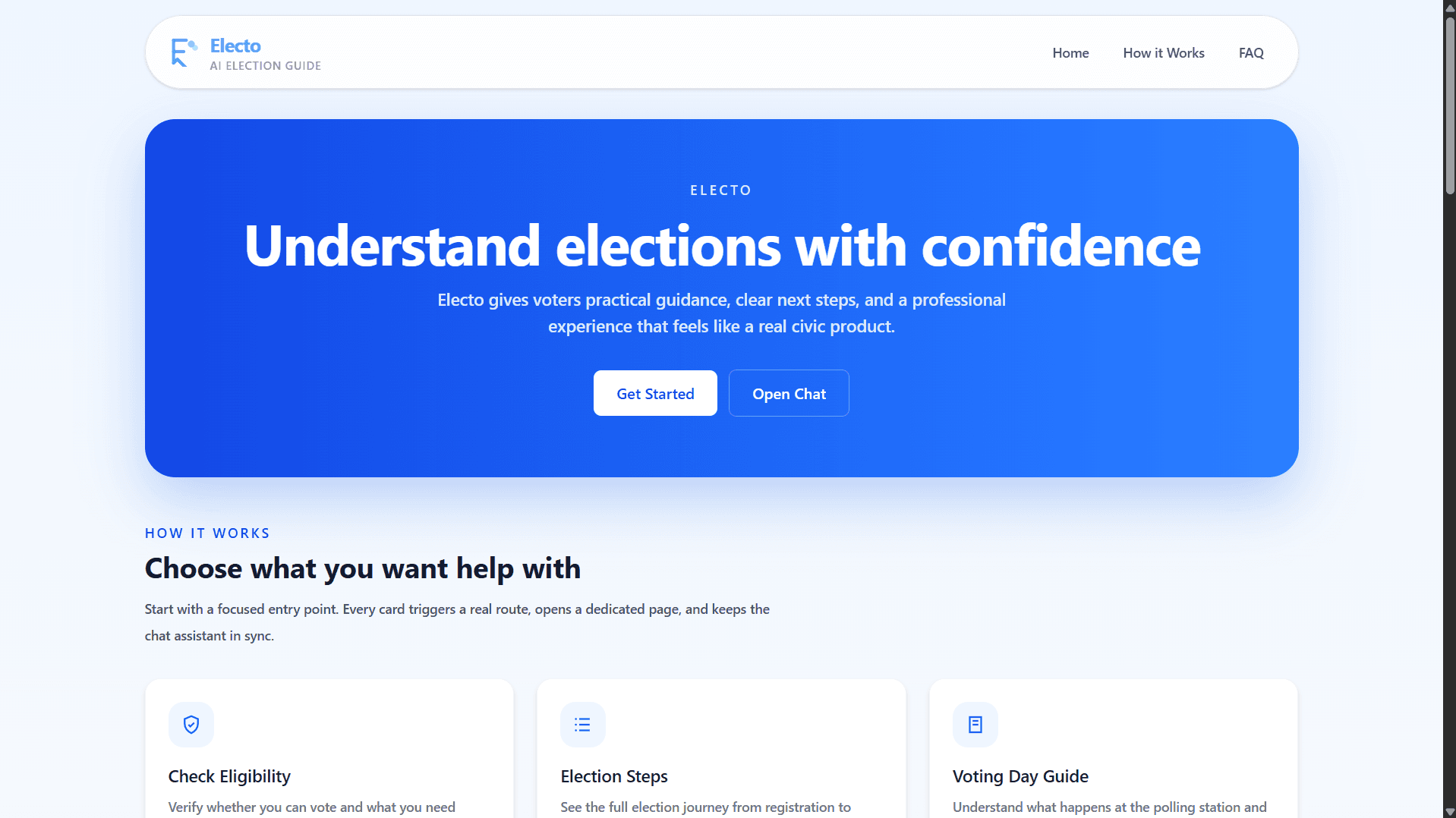 ELECTO dashboard screenshot